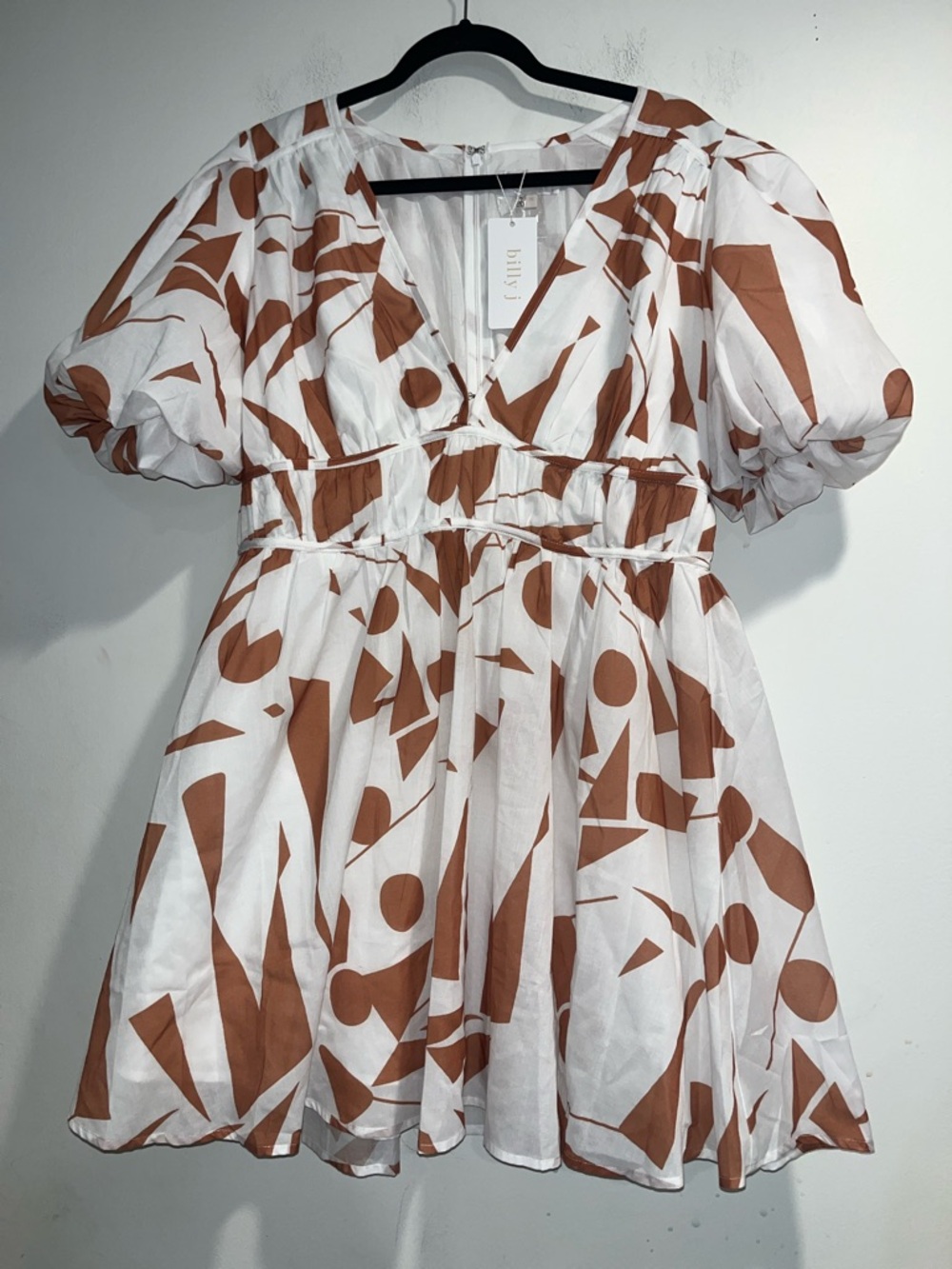 BILLY J Venice mini dress in White/Tan NWT